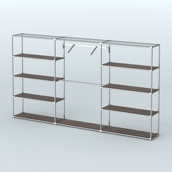 Торговая система ХРОМ без ДСП 3600 мм с полками ДСП и поручнями №9, Дуб Венге