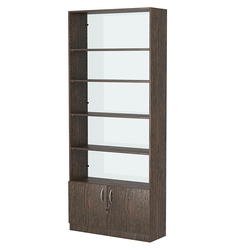 Стеллаж из ДСП с 4-мя полками 300x900 мм серии LEVEL-4 №12-1 (З/C - СТЕКЛО), Дуб Венге