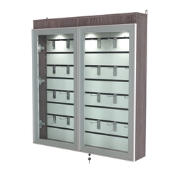 Витрина настенная №4-2Б закрытая с экономпанелью и фризом серии Collecto, Ясень Анкор темный