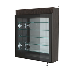 Витрина настенная №1-8А с пятью полками, подсветкой и зеркалом серии Collecto, Дуб Венге