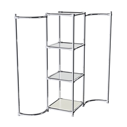 Хромированное вешало ВОЛНА №1-4 с зеркальными полками 4мм, Белый