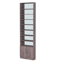 Стеллаж из ДСП с 8-ю полками 150x600 мм серии LEVEL-8 №2-2 (З/C - ЗЕРКАЛО), Ясень Анкор темный