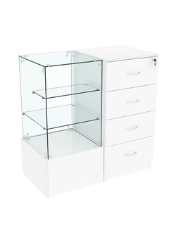 Прилавок двухсекционный Истра с двумя стеклянными полками №11+13, Белый