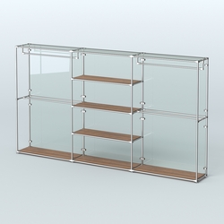 Торговая система ХРОМ (задняя стенка - стекло) 3600 мм с полками ДСП и поручнями №2, Орех