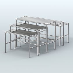 Комплект столов №2-5 с полками зеркало 4мм, Метрополитан Грей