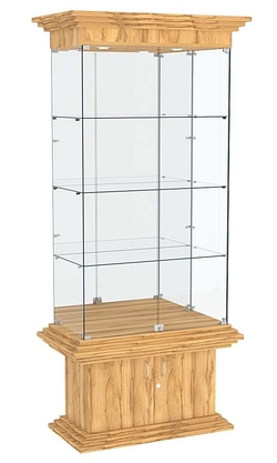 Витрина широкая с тремя полками и зеркалом КОЛОСС №3, Дуб Золотистый