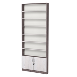 Стеллаж из ДСП с 6-ю полками 100x900 мм серии LEVEL-6 №8 (З/C - ДВП), Ясень Анкор темный + Ясень Анкор светлый