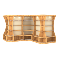 Угловой высокий стеллаж ГАРАНТ №4-О с ограничителями, Дуб Золотистый и Крем Вайс