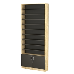 Стеллаж из ДСП с 9-ю полками 200x900 мм серии LEVEL-9 №10 (З/C - ДВП), Дуб Сонома + Черный