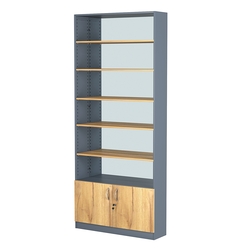 Стеллаж из ДСП с 5-ю полками 250x900 мм серии LEVEL-5 №11-2 (З/C - ЗЕРКАЛО), Темно-серый и Дуб Золотистый