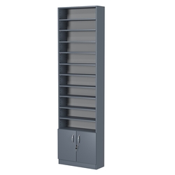 Стеллаж из ДСП с 10-ю полками 200x600 мм серии LEVEL-10 №3 (З/C - ДВП), Темно-Серый