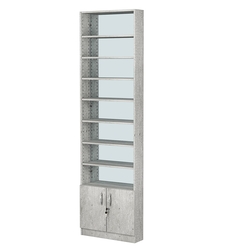 Стеллаж из ДСП с 8-ю полками 150x600 мм серии LEVEL-8 №2-2 (З/C - ЗЕРКАЛО), Метрополитан Грей