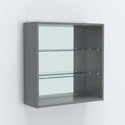 Витрина настенная №201-2Г открытая с зеркалом, Темно-Серый