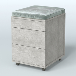 Тумба мобильная Фламинго 2 ящика + 1 ящик-лоток с подушкой, Метрополитан Грей