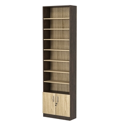 Стеллаж из ДСП с 7-ю полками 250x600 мм серии LEVEL-7 №4 (З/C - ДВП), Дуб Венге + Дуб Сонома