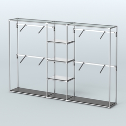 Торговая система ХРОМ без ДСП 3030 мм с зеркальными полками и поручнями №8, Черный