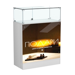 Прилавок со световым коробом и стеклянным верхом №1, Серый
