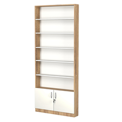 Стеллаж из ДСП с 5-ю полками 150x900 мм серии LEVEL-5 №9 (З/C - ДВП), Дуб Канзас коричневый + Белый