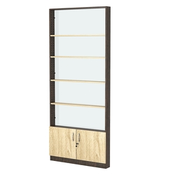 Стеллаж из ДСП с 4-мя полками 100x900 мм серии LEVEL-4 №8-1 (З/C - СТЕКЛО), Дуб Венге + Дуб Сонома