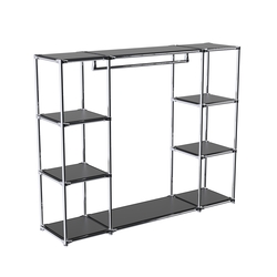 Хромированный стенд-вешало TD-44 №1-3 Хром с полками ДСП 16мм, Черный