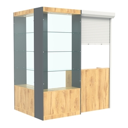 Угловой павильон №1-3П (2,16 кв.м), Дуб Золотистый и Темно-Серый