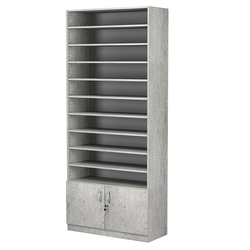 Стеллаж из ДСП с 9-ю полками 350x900 мм серии LEVEL-9 №13 (З/C - ДВП), Метрополитан Грей