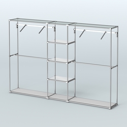 Торговая система ХРОМ без ДСП 3030 мм с зеркальными полками и поручнями №12, Серый