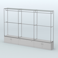 Торговая система ХРОМ без ДСП 3600 мм №1 с тумбами Т-11, Т-21 и поручнями, Серый