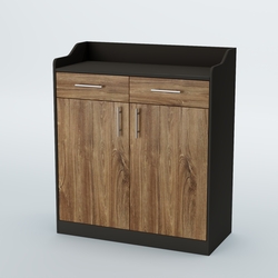 Стойка официанта "Бармен" №6, Черный + Дуб Канзас Коричневый