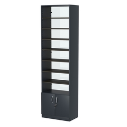 Стеллаж из ДСП с 8-ю полками 350x600 мм серии LEVEL-8 №6-1 (З/C - СТЕКЛО), Антрацит