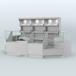 Пристенный павильон с прилавками из ДСП для продажи хлеба и выпечки №4, Серый