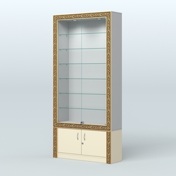 Витрина закрытая с декором №ВБА-31, Серый + Крем Вайс