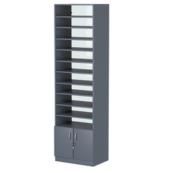 Стеллаж из ДСП с 10-ю полками 400x600 мм серии LEVEL-10 №7-1 (З/C - СТЕКЛО), Темно-Серый