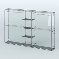 Торговая система ХРОМ (задняя стенка - стекло) 3030 мм с тонированными полками и поручнями №4, Темно-Серый