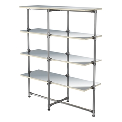 Хромированный стенд Прогресс №1-5 (с полками Зеркало 4мм), Крем Вайс