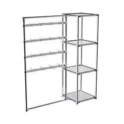 Хромированное вешало ШТАНГА №1-4 с зеркальными полками 4 мм, Ясень Анкор светлый - U31104