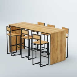 Комплект барный стол "Кофе-брейк" №4 и стулья, Дуб Золотистый