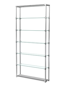 Пристенный торговый стеллаж ЛАЙТ с узкими стеклянными полками №1, Серый