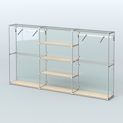 Торговая система ХРОМ (задняя стенка - стекло) 3600 мм с полками ДСП и поручнями №10, Дуб Сонома