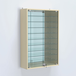 Витрина настенная №202-6А высокая зеркальная с узкими полками, Крем Вайс