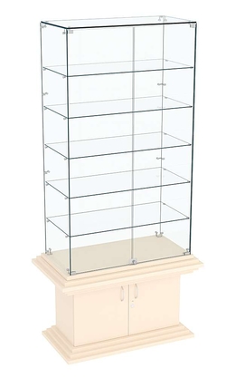 Витрина широкая прозрачная с 5-ю полками КОЛОСС №505, Крем Вайс