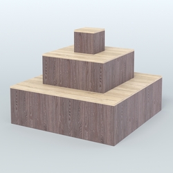 Островок-пирамида квадратный для торговых центров №1, Ясень Анкор темный и Дуб Сонома