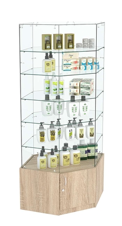 Витрина "Истра" угловая №9118, шестигранная (З.С-стекло) без дверей, Дуб сонома