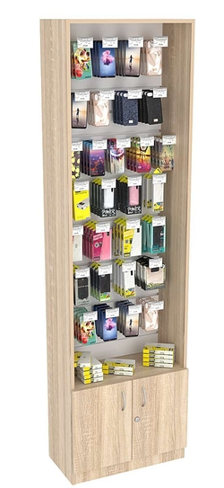 Витрина пристенная СЭСП с экономпанелью №2-300 (открытая), Дуб сонома