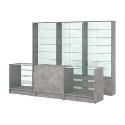 Комплект витрин с регулировочными полками NE-6 №12-1 и прилавков ЭК-4, Бетон Чикаго светло-серый F186 ST9