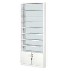 Стеллаж из ДСП с 7-ю полками 150x900 мм серии LEVEL-7 №9-2 (З/C - ЗЕРКАЛО), Белый