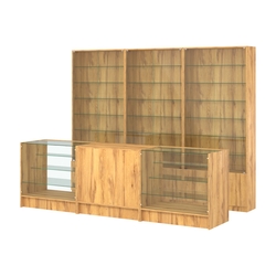 Комплект витрин с регулировочными полками NE-6 №12 и прилавков ЭК-4, Дуб Золотистый