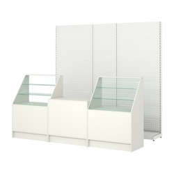 Комплект металлических стеллажей с перфорацией и прилавков ЭК-7, Белый