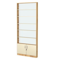 Стеллаж из ДСП с 5-ю полками 100x900 мм серии LEVEL-5 №8-1 (З/C - СТЕКЛО), Дуб Золотистый и Крем Вайс