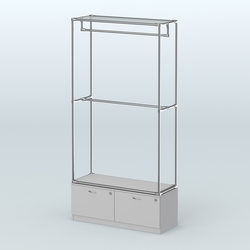 Торговая система ХРОМ без ДСП 1200 мм №1-3 с тумбой Т-15 и поручнями, Серый